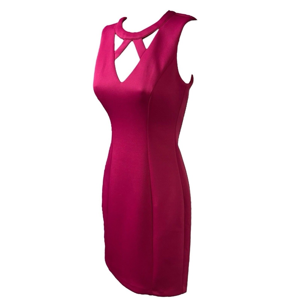 GUESS Los Angeles Dress Size 0 Berry Cocktail‎ Bodycon Sleeveless V Neck Stretch - Picture 4 of 14